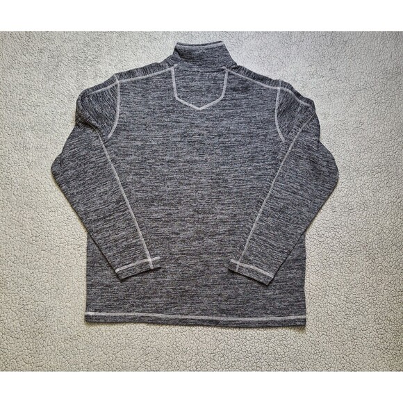 Eddie Bauer 1/4 Zip Pullover Sweater Men's Size Large Striped Black/Gray - Picture 7 of 9